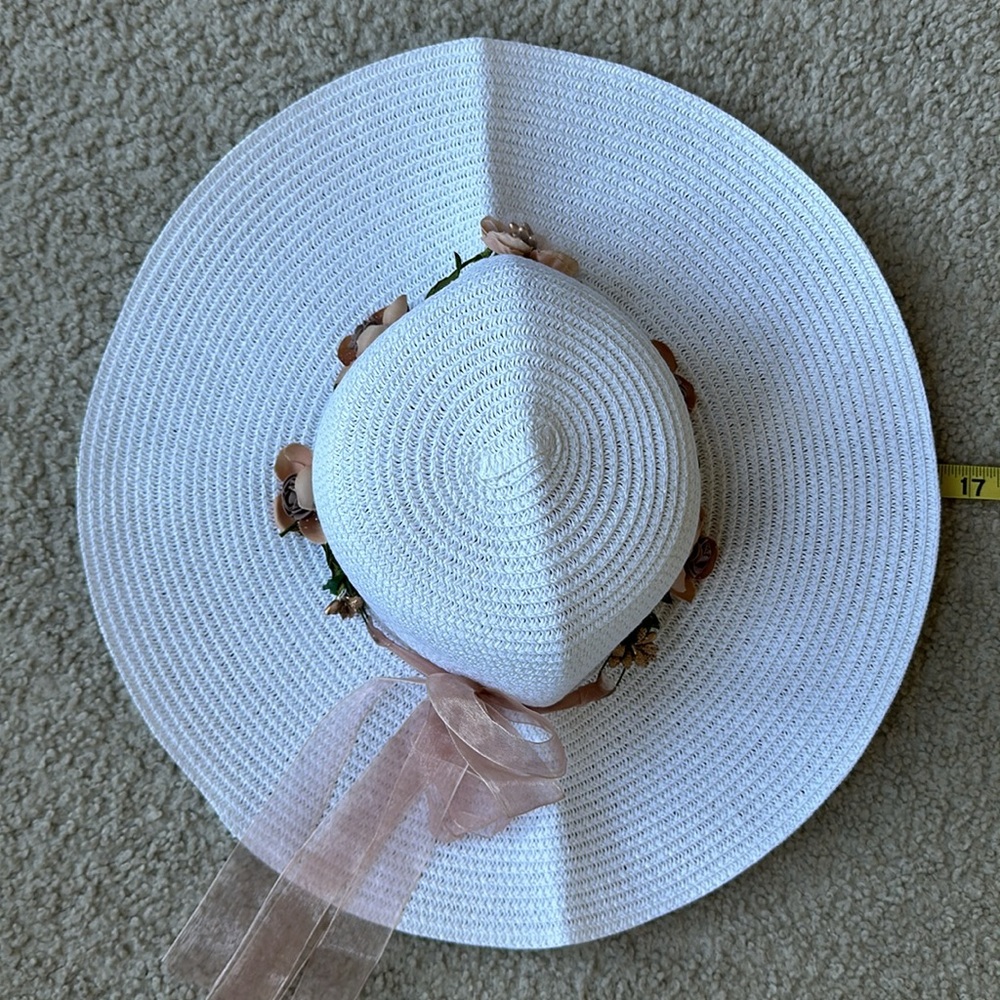 Boho Straw Hat with Flowers NWOT - Picture 13 of 14